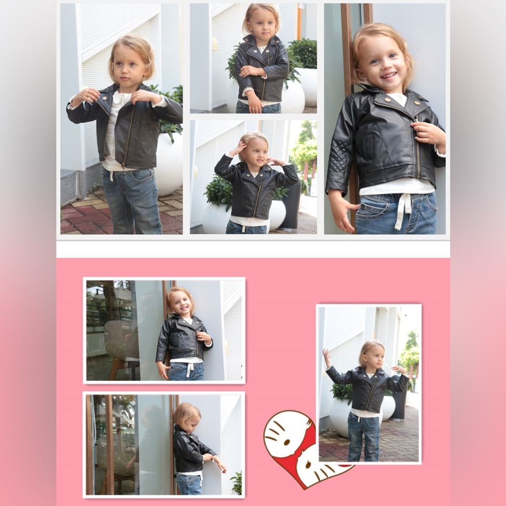 Toddler Boys Girls Motorcycle Faux Leather Jackets Coat Winter Outwear